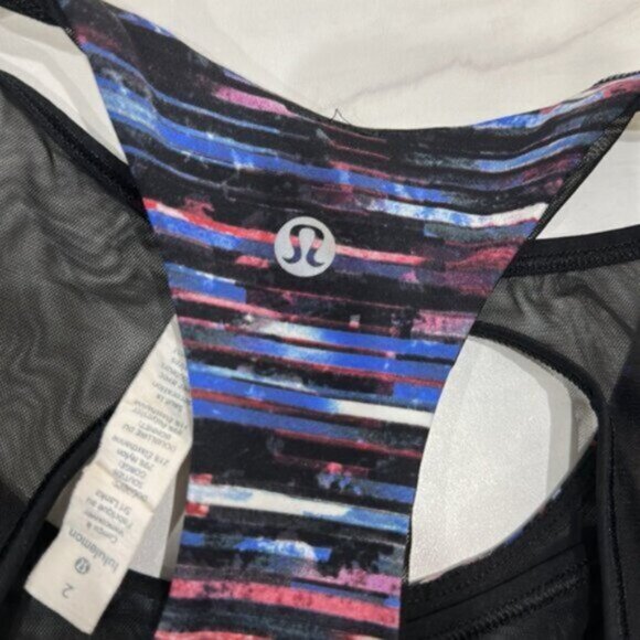Lululemon White & Black Nulux Hinshu Alpine Break Free Crop Tank Bra Size 2 - Picture 6 of 9